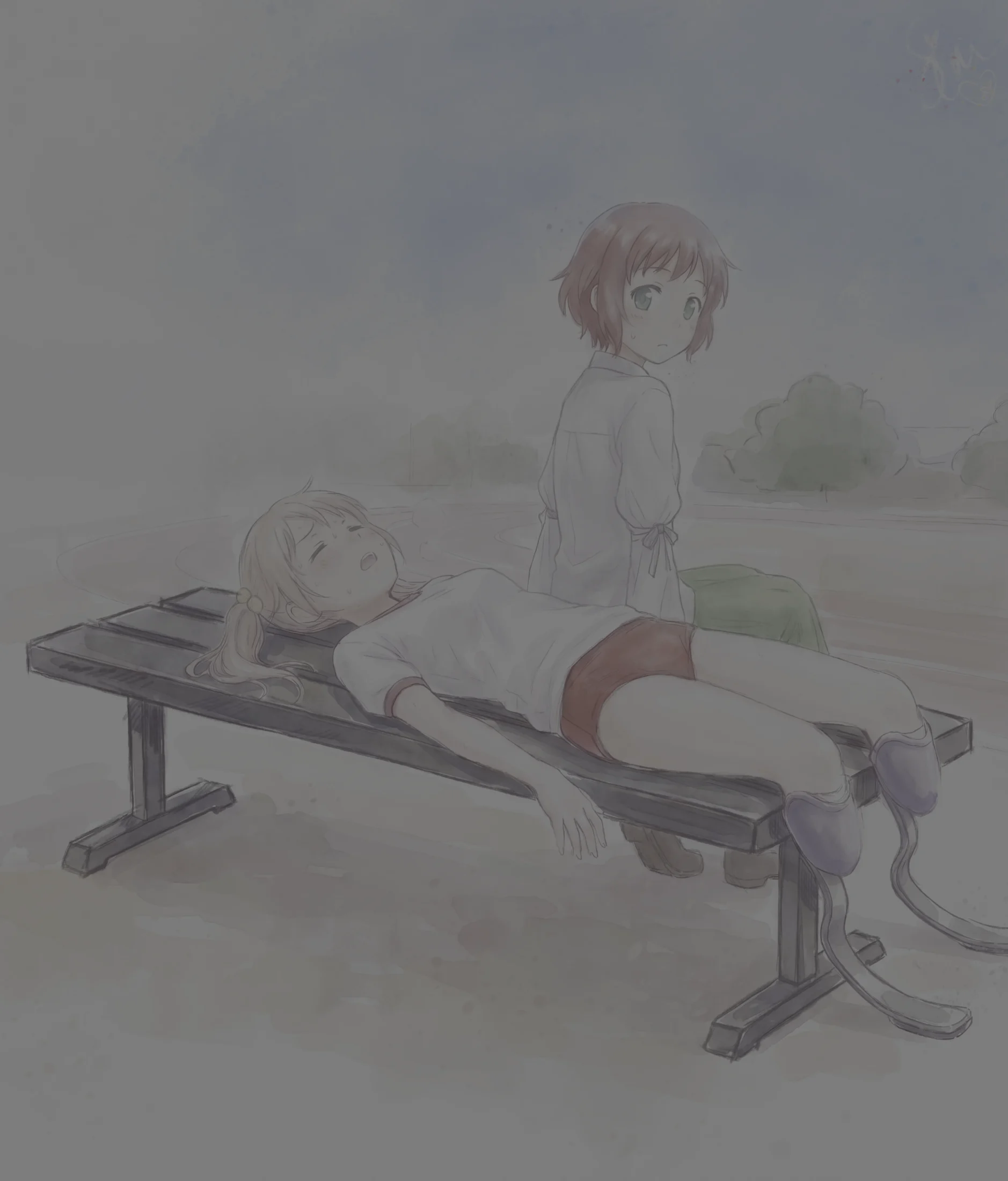 Full color Rin and Emi scene illustration by Sim.